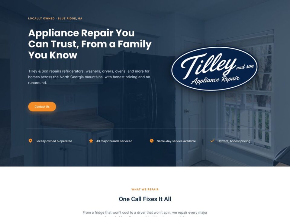 Tilley & Son Appliance Repair homepage